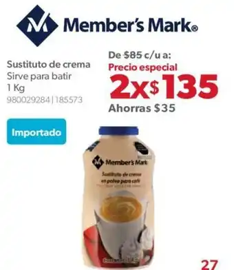Sam's Club Sustituto de Crema Sirve para Batir 1kg oferta