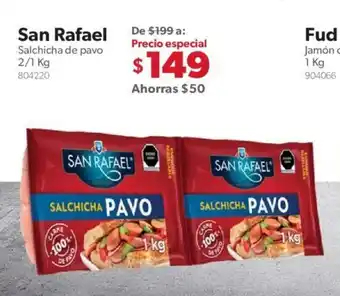 Sam's Club San Rafael Salchicha de Pavo 2/1kg oferta