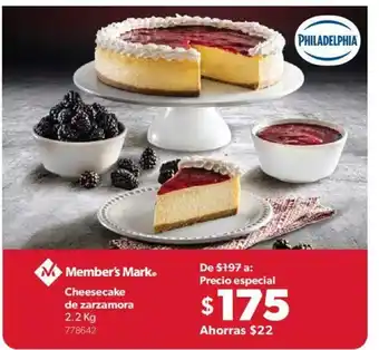 Sam's Club Member's Mark Cheesecake de Zarzamora 2.2kg oferta