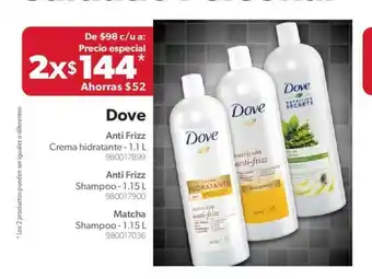 Dove - Anit-Frizz Crema Hidrante 1.1L / Anti Frizz Shampoo 1.15L / Matcha Shampoo 1.15L
