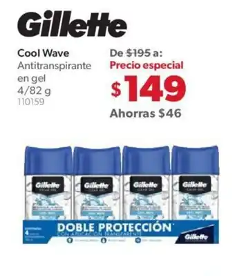 Gillette Cool Wave Antitranspirante en gel 4/82g