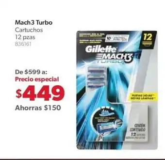 Gillette Mach3 Turbo Cartuchos 12 pzas