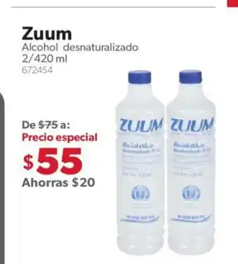 Sam's Club Zuum Alcohol Desnaturalizado 2/420ml oferta
