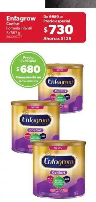 Sam's Club Enfagrow Confort Formula Infantil 3/567g oferta