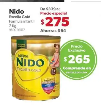 Sam's Club Nido Excella Gold Formula Infantil 2kg oferta