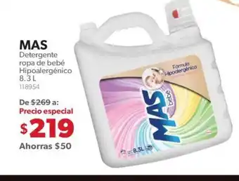 Sam's Club MAS Detergente Ropa de Bebe Hipoalergenico 8.3L oferta