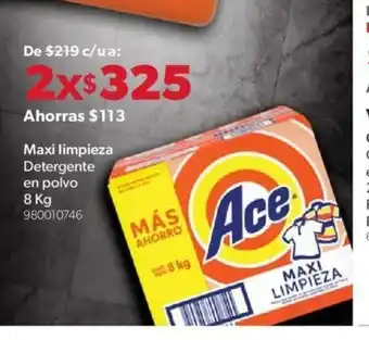 Sam's Club Ace Maxi Limpieza Detergente en Polvo 8kg oferta