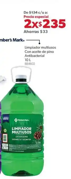 Sam's Club Limpiador Multiusos Con Aceite de Pino Antibacterial 10L oferta