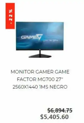 Mi pc Comunicaciones Monitor Gamer Game Factor MG700 27" 2560x1440 1MS Negro oferta