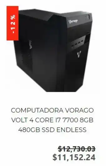 Computadora Vorago Volt 4 Core I7 7700 8GB 480GB SSD Endless