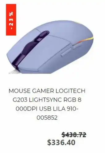 Mouse Gamer Logitech G203 Lightsync RGB 8 000DPI USB Lila 910-005852
