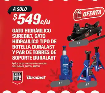AutoZone Gato Hidraulico Surebilt, Gato Hidraulico Tipo de Botella Duralast Y Par de Torres de Soporte Duralast oferta