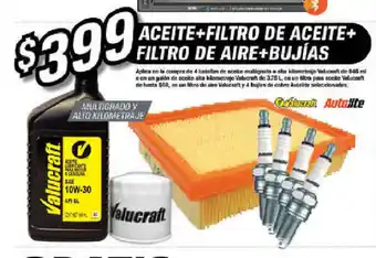 AutoZone Aceite+Filtro de Aceite+ Filtro de Aire + Bujias oferta