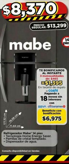Bodega Aurrerá Refrigeradores mabe oferta