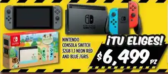Nintendo Consola Switch 32GB 1.1 Neon Red and Blue/Gris