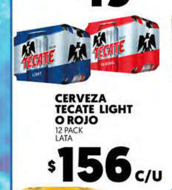 Merco Cerveza Tecate Light o Rojo 12 Pack Lata oferta