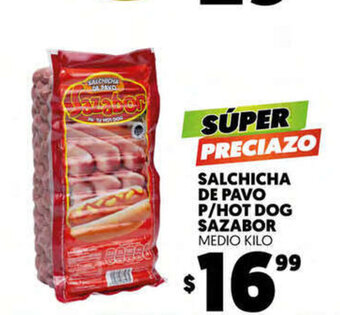 Merco Salchicha De Pavo P/Hot Dog Sazabor Medio Kilo oferta
