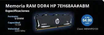 CT Computadoras y Tecnología Memoria RAM DDR4 HP 7EH68AA#ABM oferta