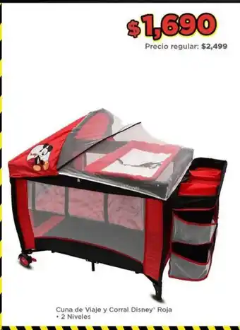 Bodega Aurrerá Cuna de Vlaje y Corral Disney Roja oferta