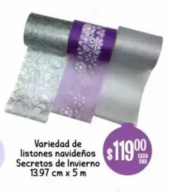 Soriana Híper Variedad de Listones Navideños Secretos de Invierno 13.97cm x 5m oferta