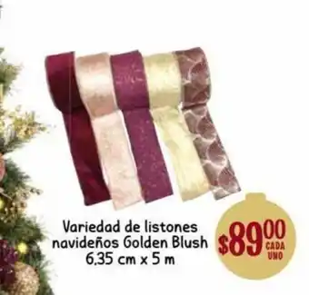 Soriana Híper Variedad de Listones Navideños Golden Blush 6.35cm x 5m oferta
