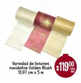 Soriana Híper Variedad de Listones Navideños Golden Blush 13.97cm x 5m oferta