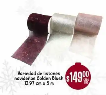 Soriana Híper Variedad de Listones navideños Golden Blush 13.97cm x 5m oferta