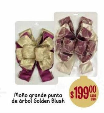 Soriana Híper Moño Grande Punta de Arbol Golden Blush oferta