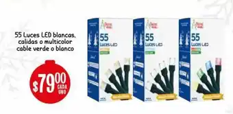 Soriana Híper 55 Luces LED Blancas, Calidas o Multicolor Cable Verde o Blanco oferta