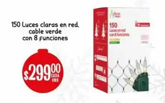Soriana Híper 150 Luces Claras en Red, Cable Verde Con 8 Funciones oferta