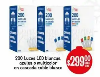Soriana Híper 200 Luces LED Blancas, Azules o Multicolor en Cascada Cable Blanco oferta