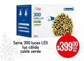 Soriana Híper Serie 300 Luces LED Luz Calida Cable Verde oferta