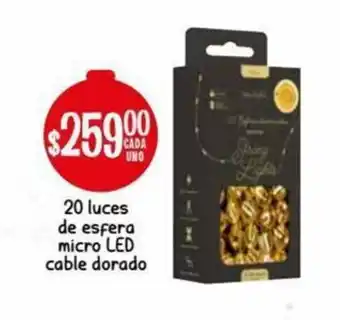 20 Luces de Esfera Micro LED Cable Dorado