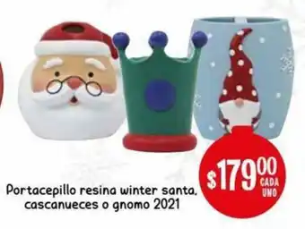 Soriana Híper Portacepillo Resina Winter Santa Cascanueces o Gnomo 2021 oferta