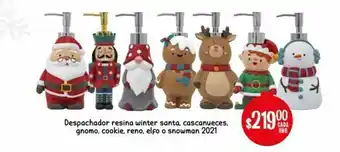 Soriana Híper Despachador Resina Winter Santa, Cascanueces, Gnomo, Cookie, Reno, Elfo o Snowman 2021 oferta