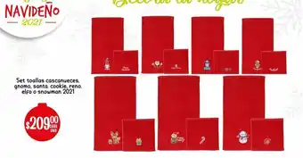 Soriana Híper Set Toallas Cascanueces, Gnomo, Santa, Cookie, Reno, Elfo o Snowman 2021 oferta