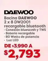 Soriana Híper Daewoo - bocina 2 x 8 dw2001 recargable bluetooth oferta