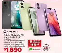 Soriana Híper Motorola - celular e14 pantalla de 6.56 oferta