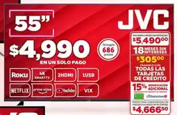 Soriana Híper JVC smart tv 55" oferta