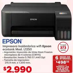 EPSON Impresora inalámbrica wifi ecotank