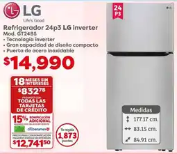 Soriana Híper LG refrigerador 24p3 inverter oferta