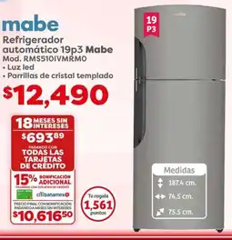 Soriana Híper Mabe refrigerador oferta