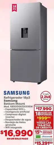 Soriana Híper SAMSUNG refrigerador 18p3 oferta