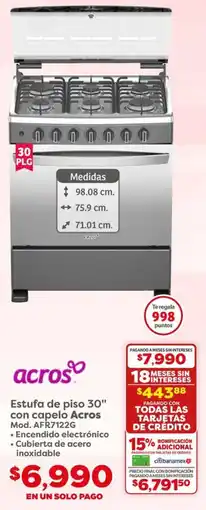Soriana Híper Acros estufa de piso 30" oferta