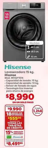 Soriana Híper Hisense lavasecadora oferta