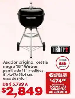 Soriana Híper Weber asador original kettle negro 18" oferta
