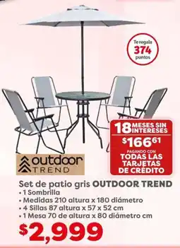 Soriana Híper OUTDOOR TREND set de patio gris oferta