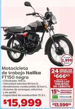 Soriana Híper Italika motocicleta de trabajo oferta