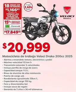 Motocicleta de trabajo Veloci Drako 200cc 2025
