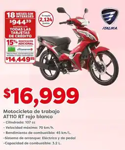Soriana Mercado Motocicleta de trabajo AT110 RT rojo blanco oferta